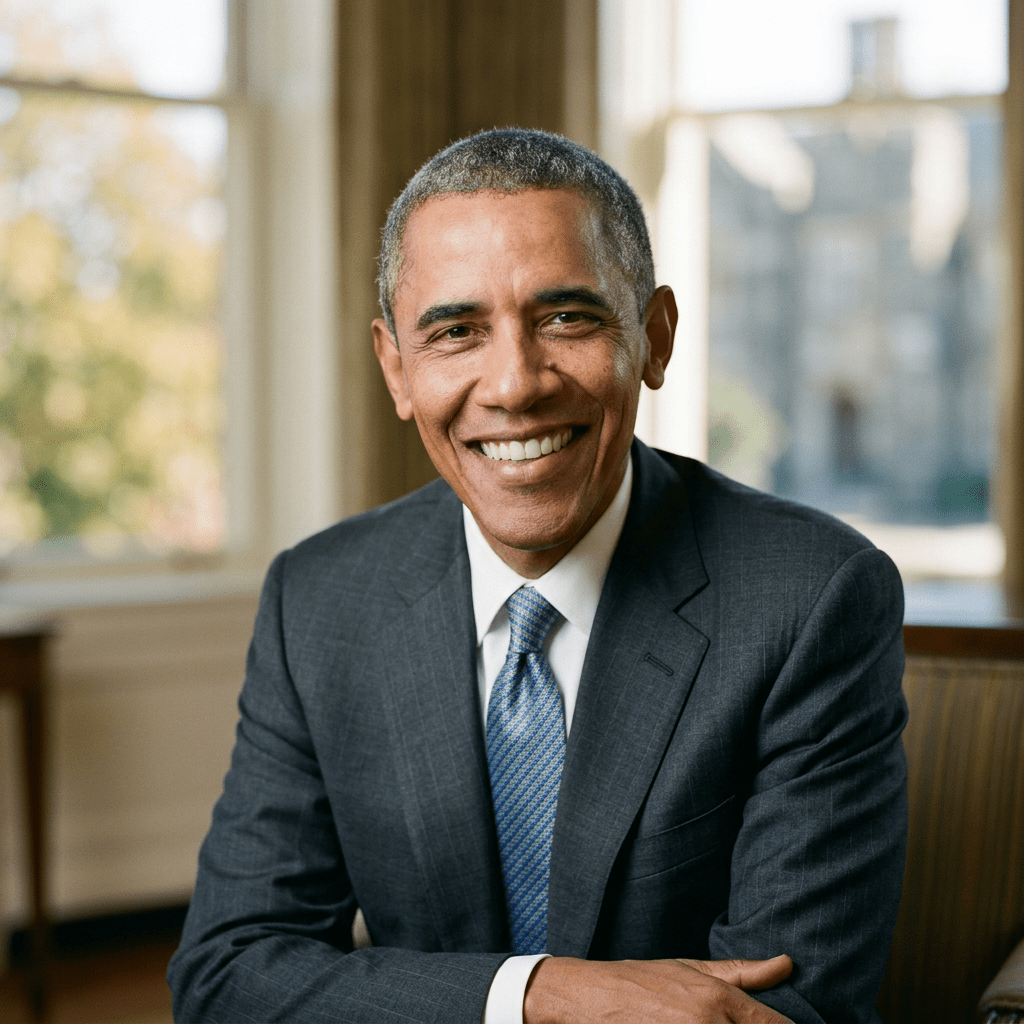 Smiling man in gray suit and blue tie sitting indoors with windows in the background